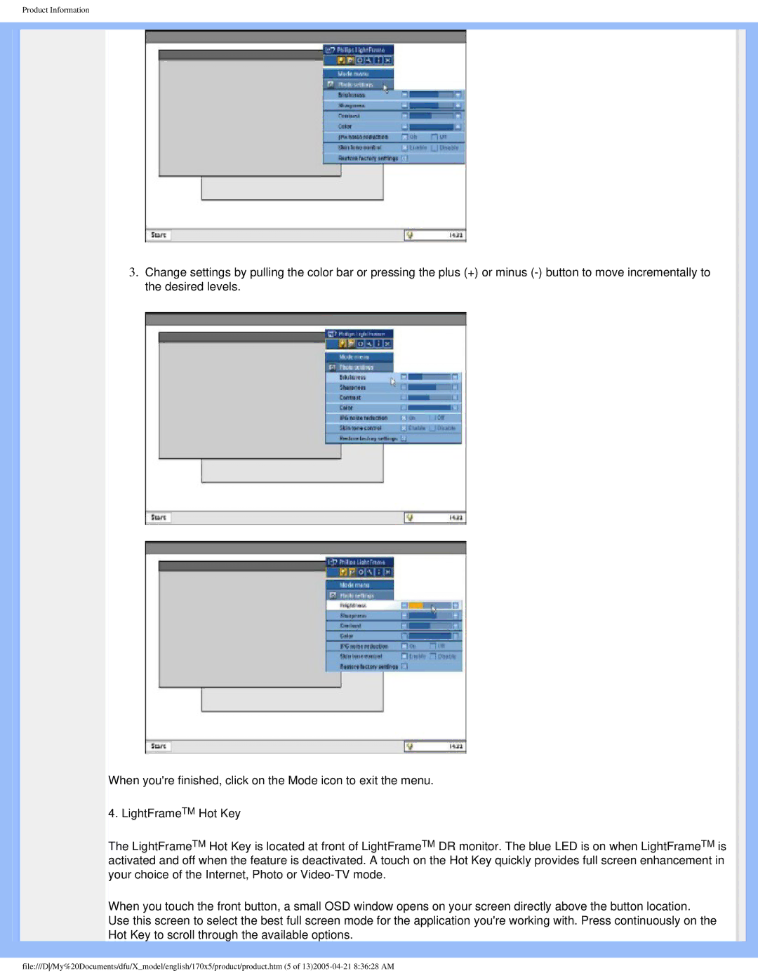 Philips 170x5 user manual Product Information 