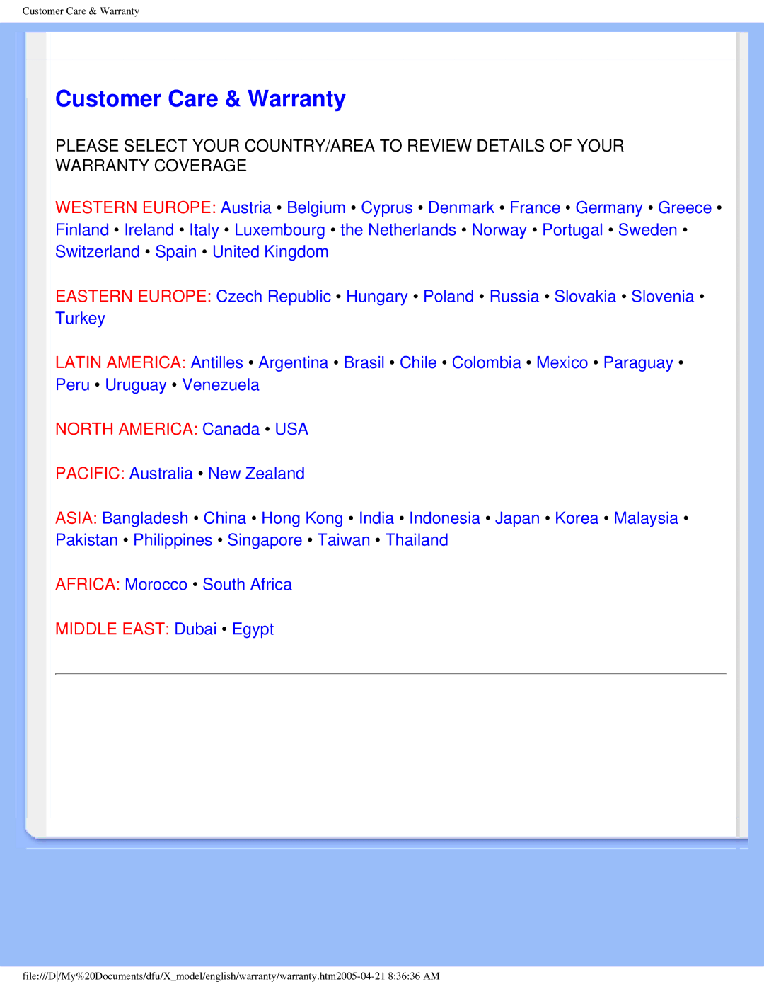 Philips 170x5 user manual Customer Care & Warranty 