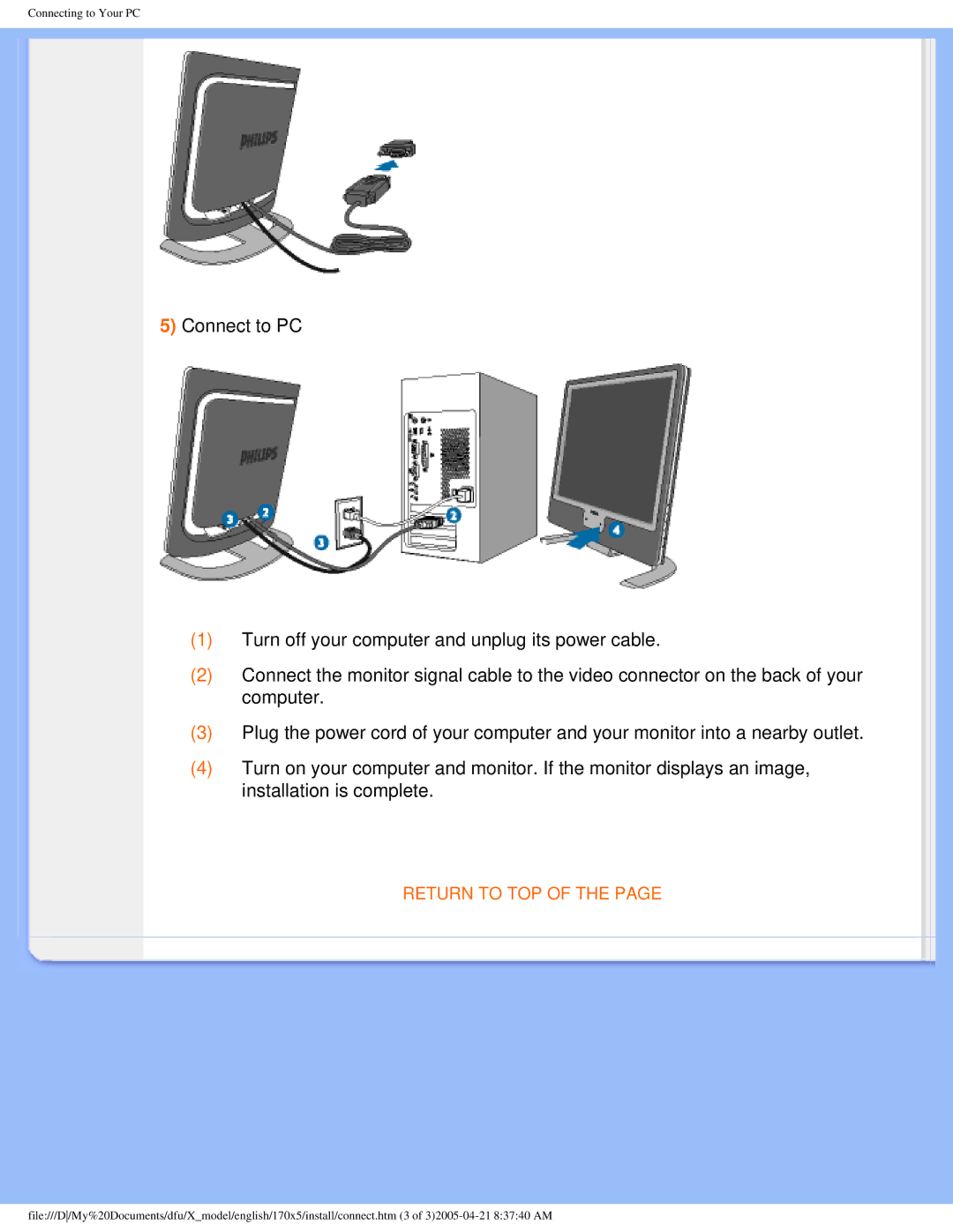 Philips 170x5 user manual Return to TOP 