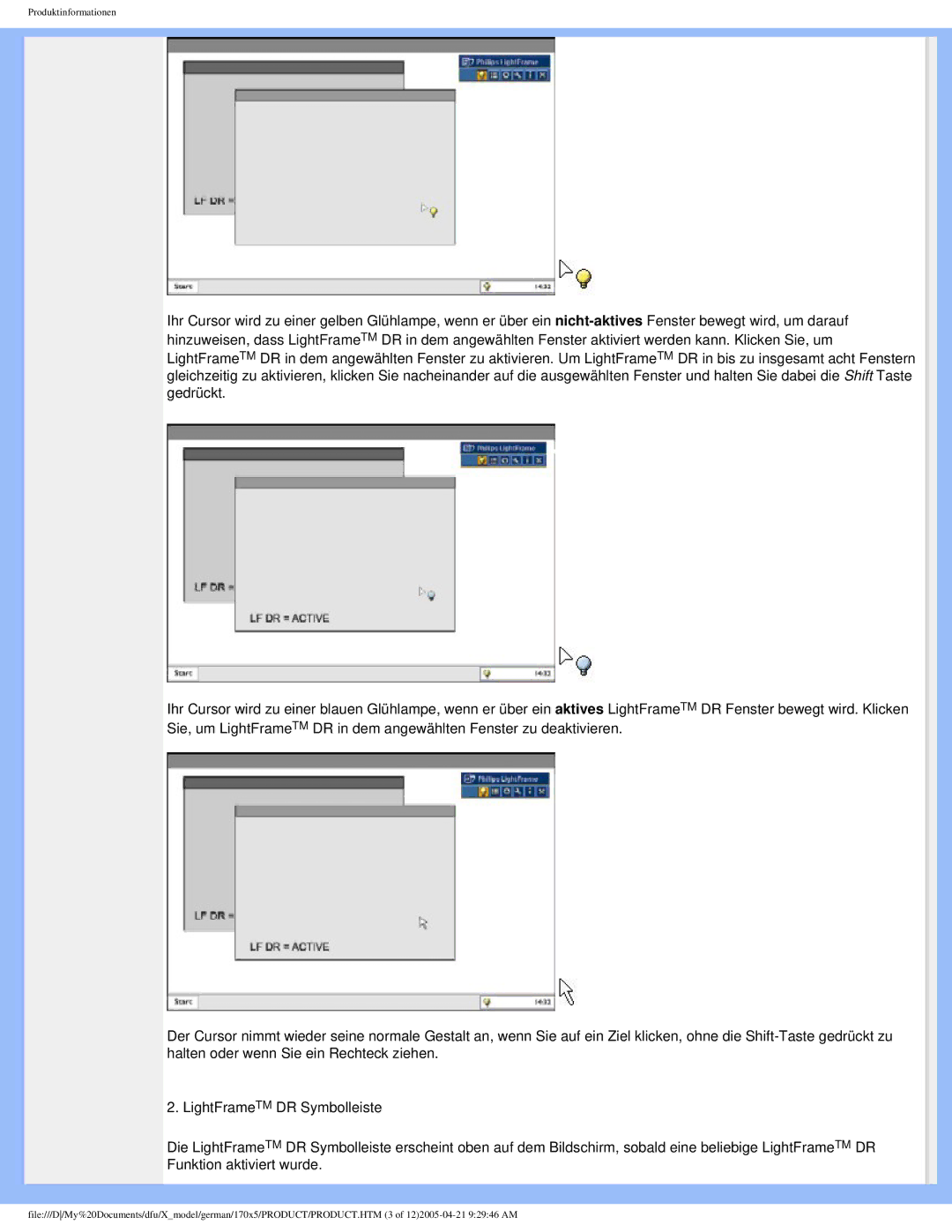 Philips 170X5FB/93, 170X5FB/00 user manual Produktinformationen 