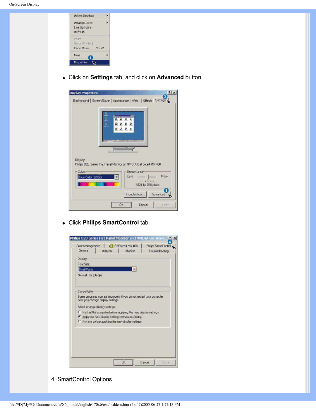 Philips 170X6 user manual Click Philips SmartControl tab 