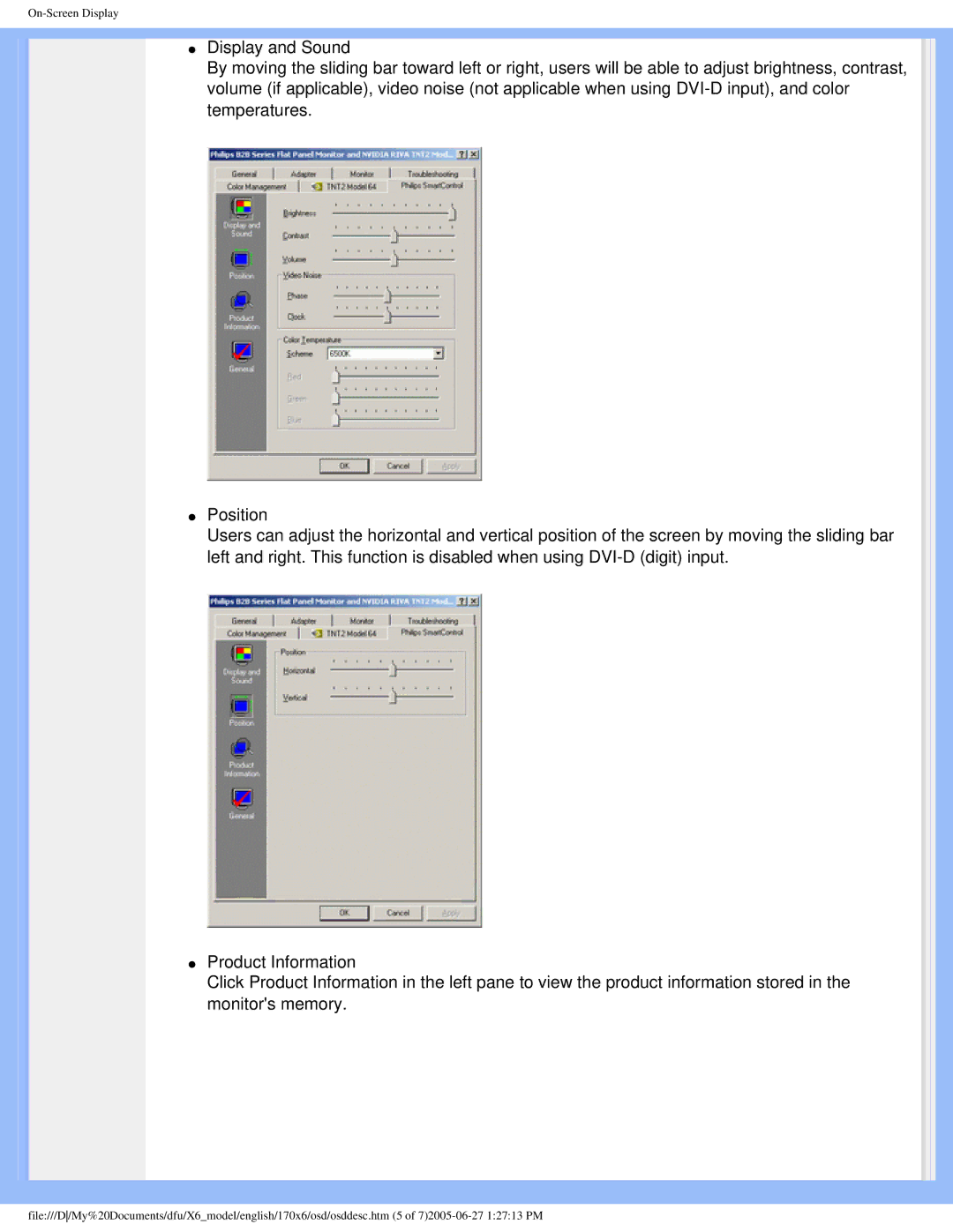 Philips 170X6 user manual On-Screen Display 