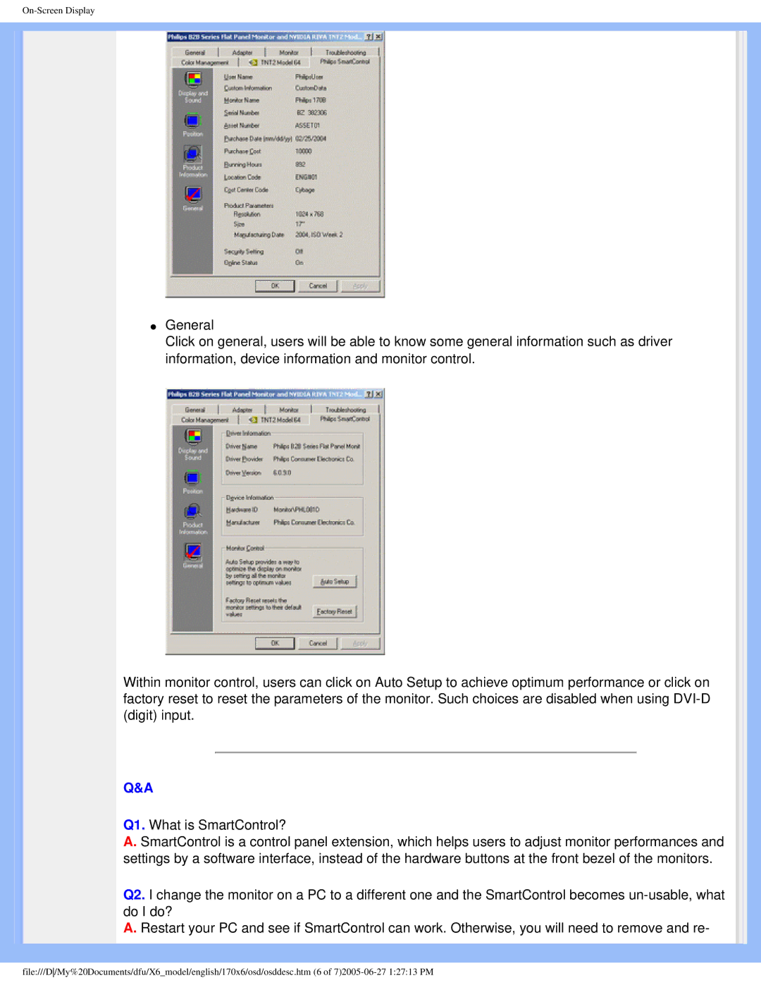 Philips 170X6 user manual On-Screen Display 