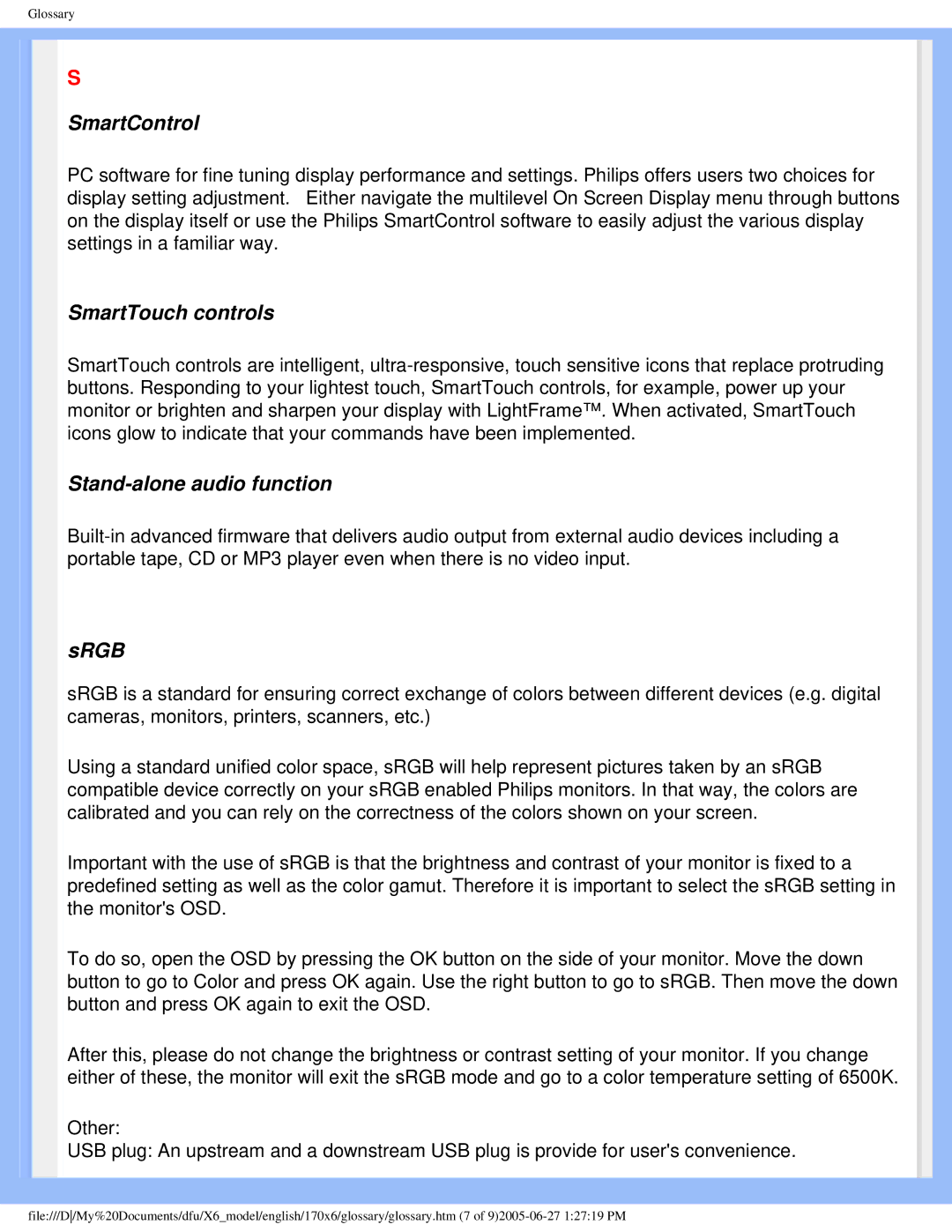 Philips 170X6 user manual SmartControl 