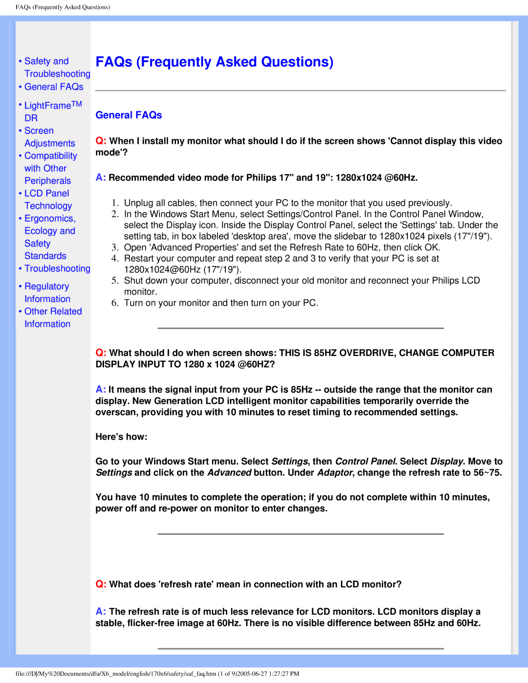 Philips 170X6 user manual FAQs Frequently Asked Questions, General FAQs 