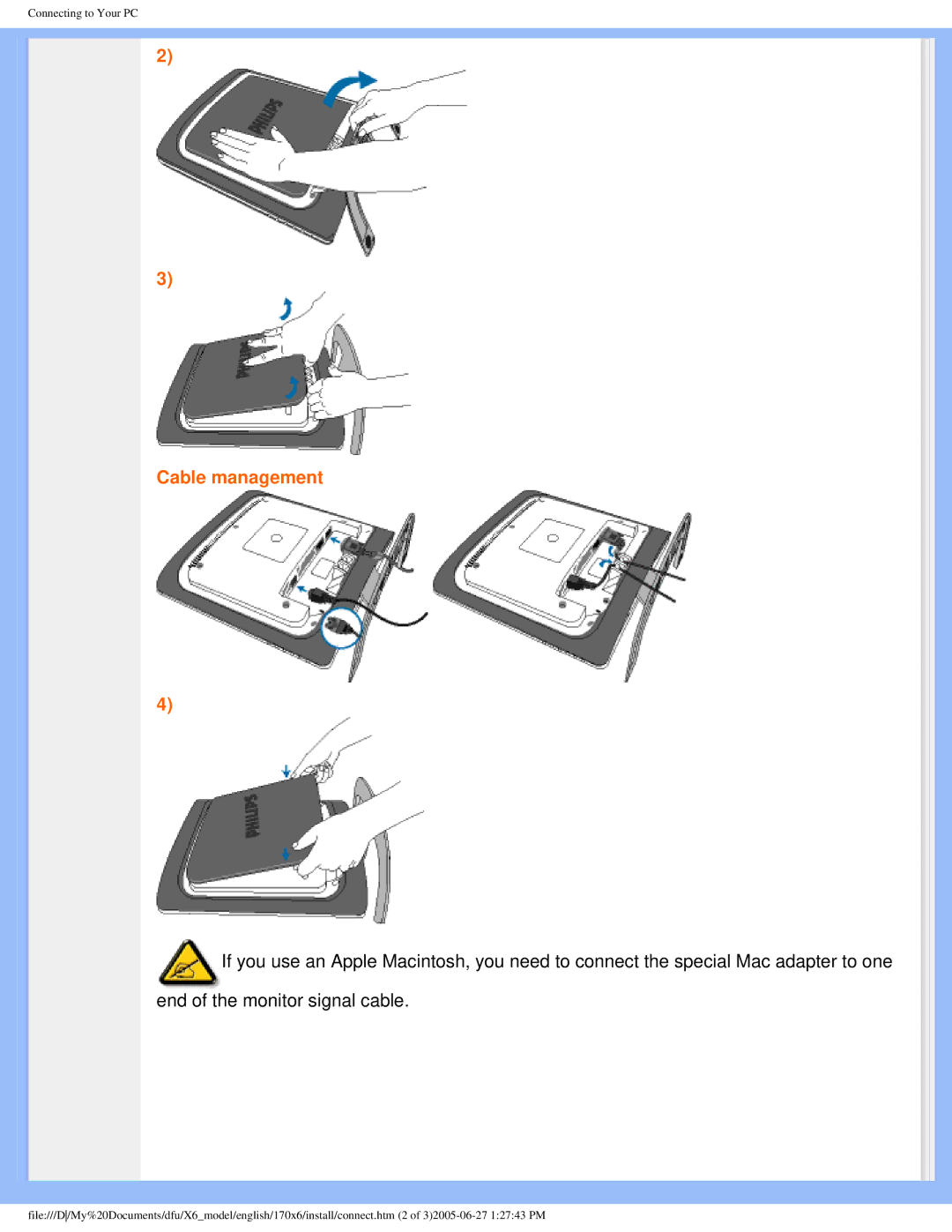 Philips 170X6 user manual Cable management 