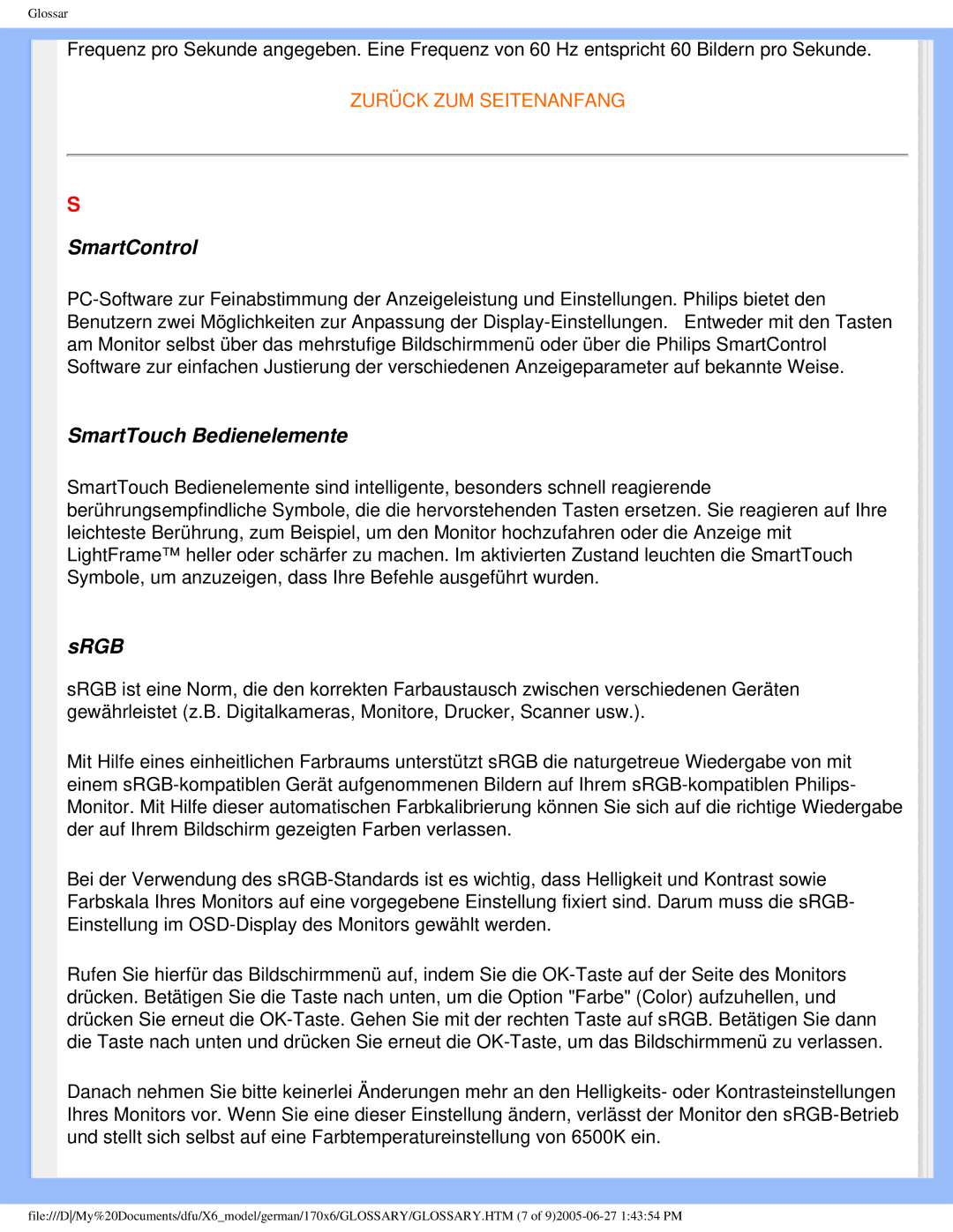 Philips 170X6 user manual SmartControl 