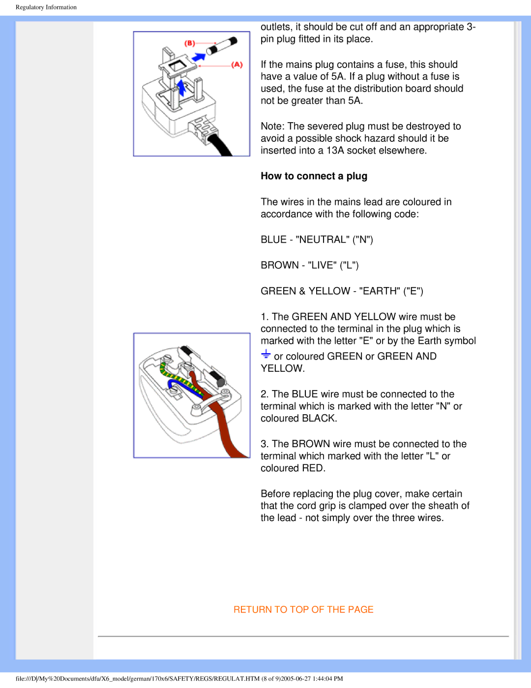 Philips 170X6 user manual How to connect a plug 