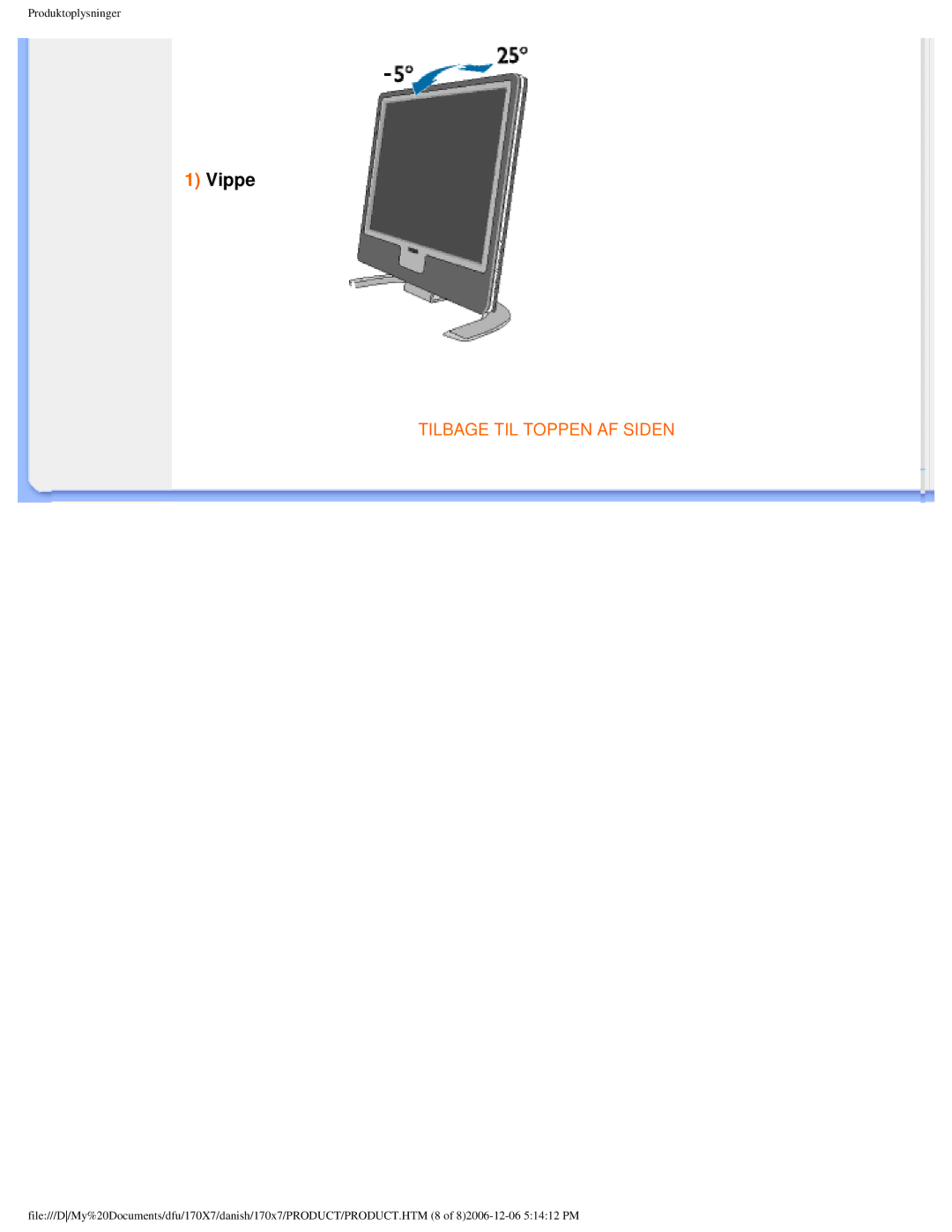 Philips 170x7 user manual Vippe 