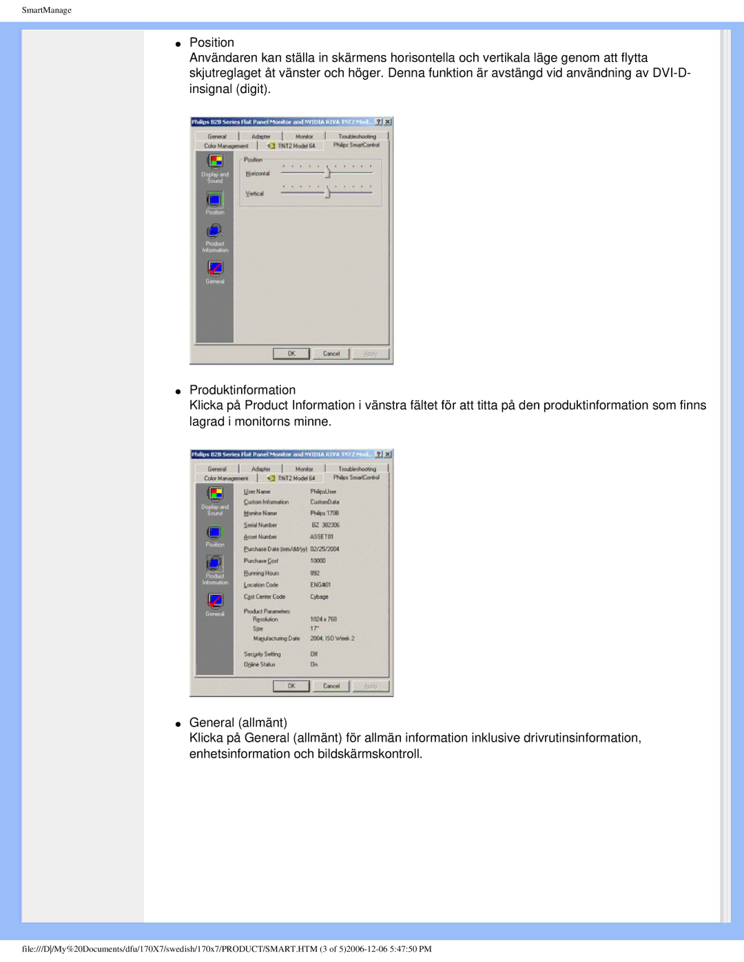 Philips 170x7 user manual SmartManage 