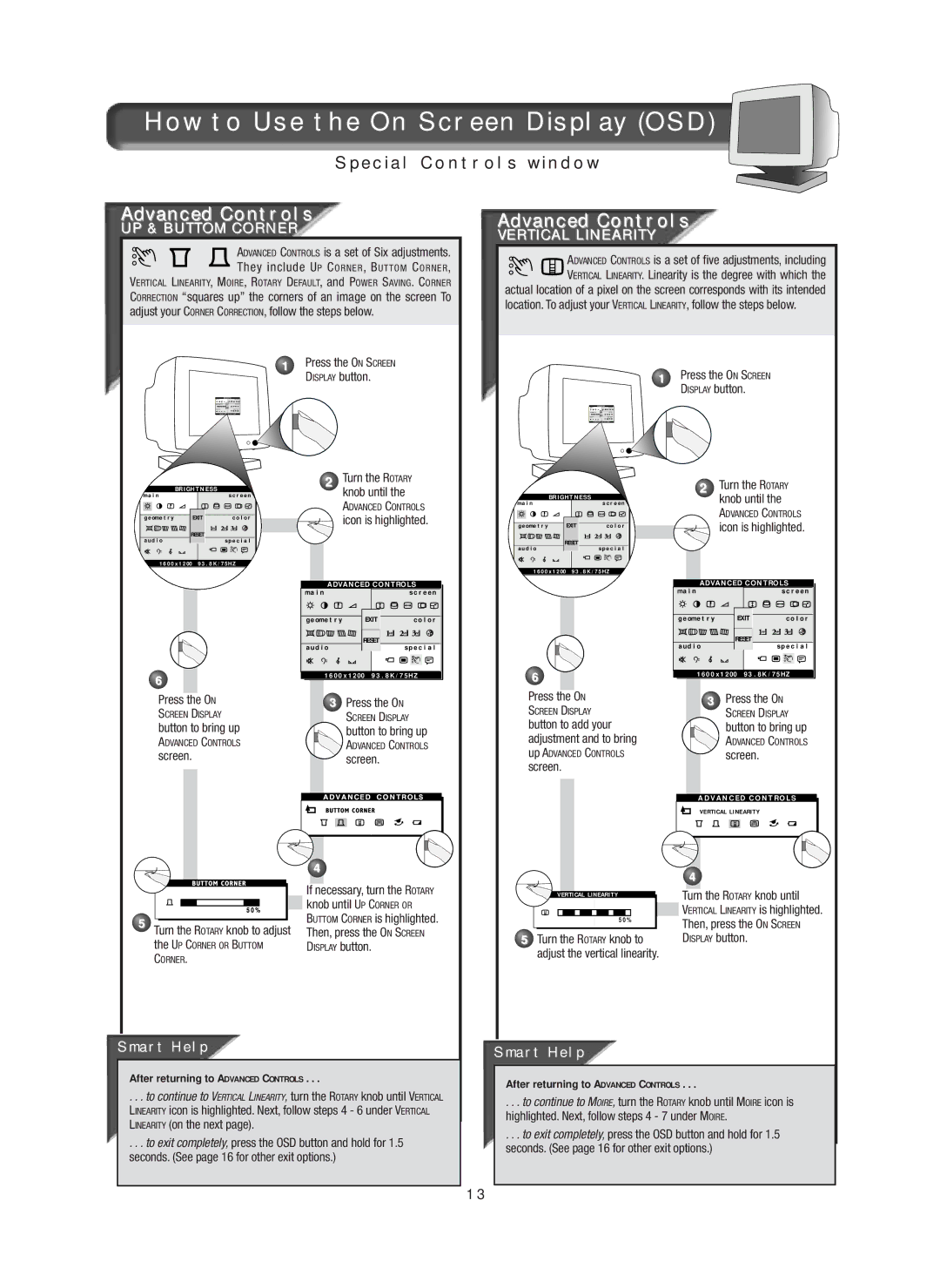 Philips 17A580BQ, 19A580BQ specifications After returning to Advanced Controls 