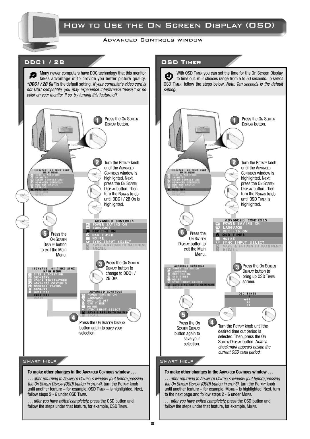 Philips 17B2302Q appendix DDC1 / 2B, Button again to save your selection, Setting, Bring up OSD Timer screen 