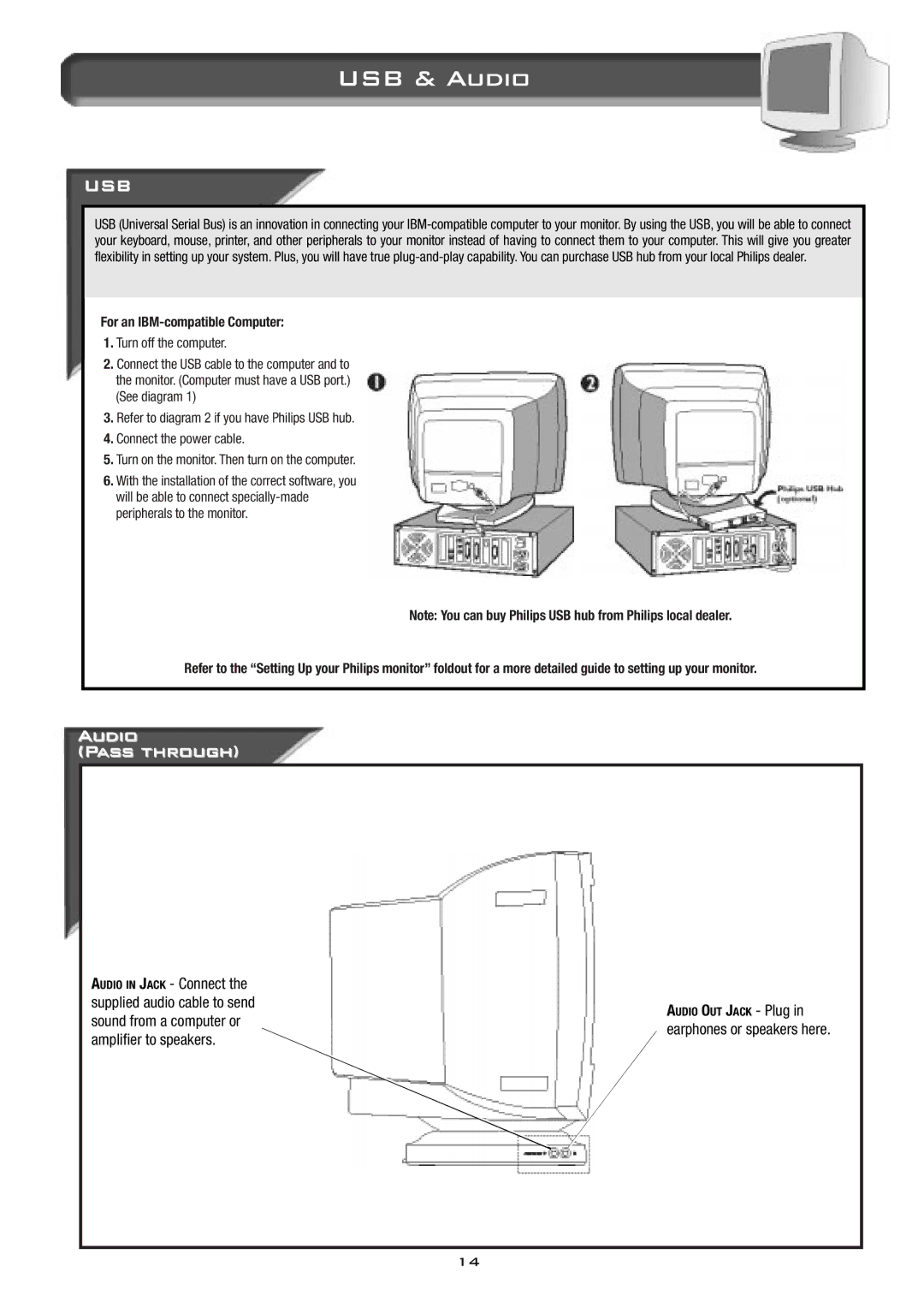 Philips 17B2402H appendix Audio Pass through, For an IBM-compatible Computer, Turn off the computer 