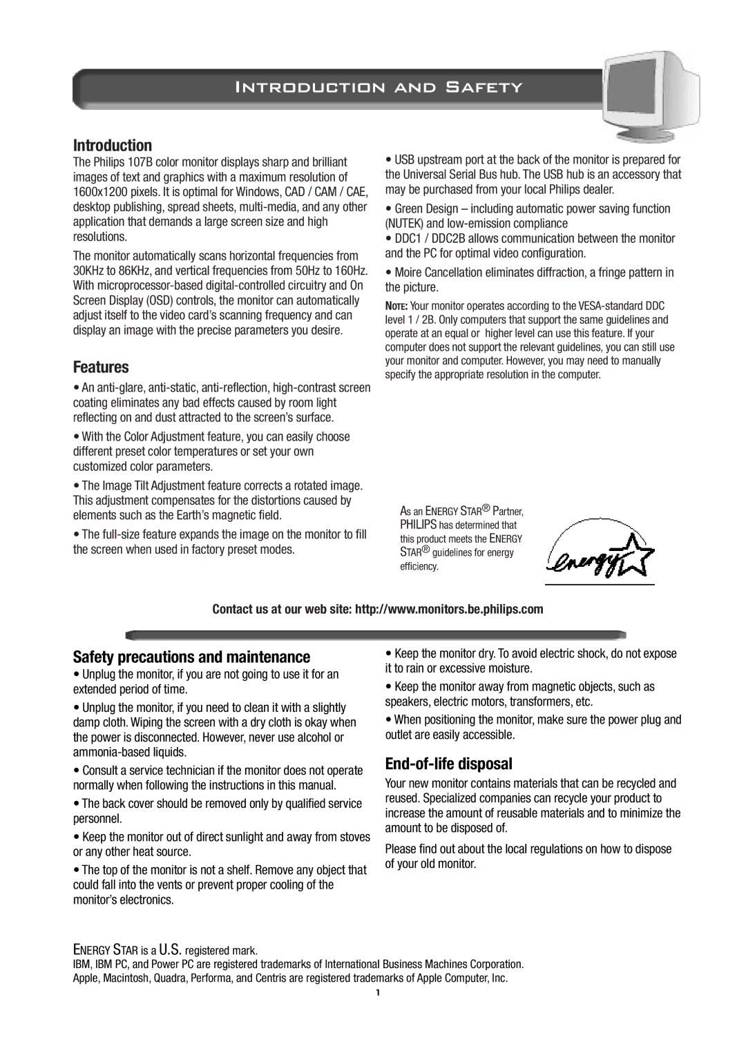 Philips 17B2402H appendix Introduction and Safety 