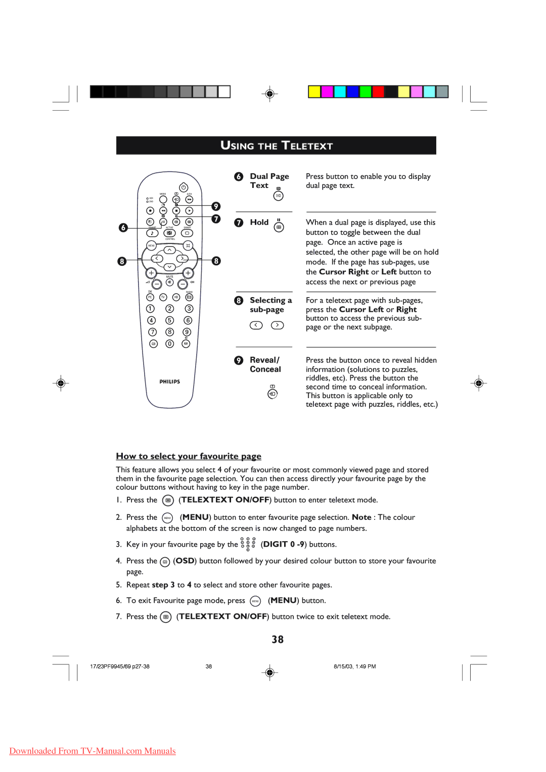 Philips 17PF9945, 23PF9945 operating instructions How to select your favourite 