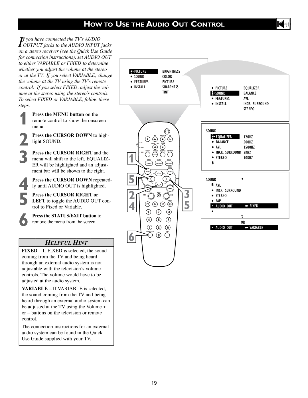 Philips 17PF9945/58 warranty HOW to USE the Audio OUT Control 