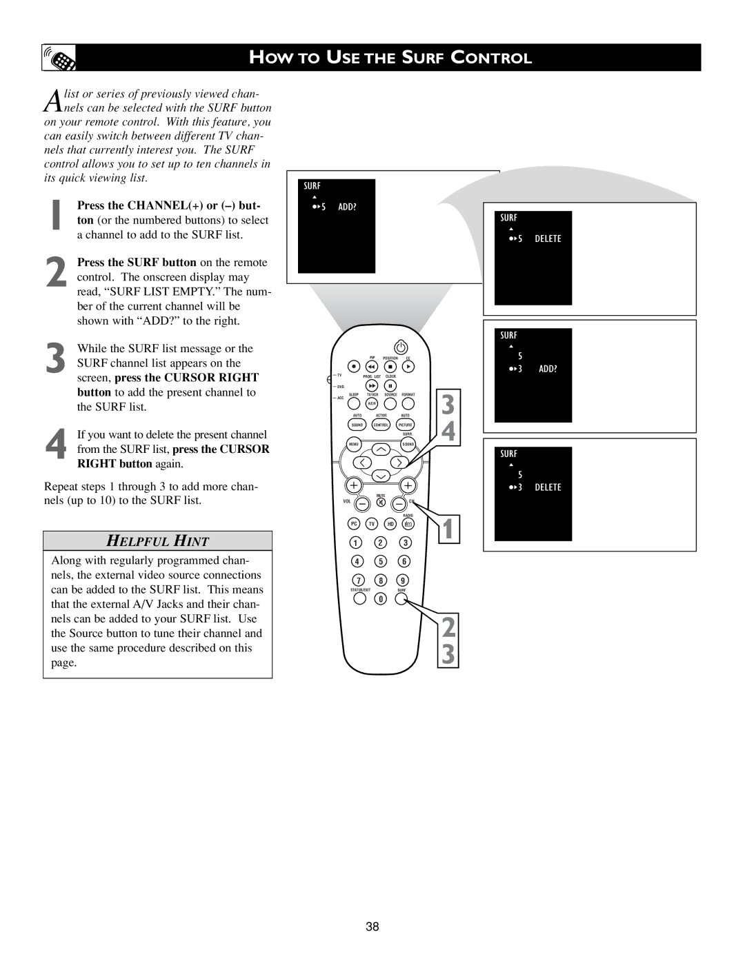 Philips 17PF9945/58 warranty HOW to USE the Surf Control 