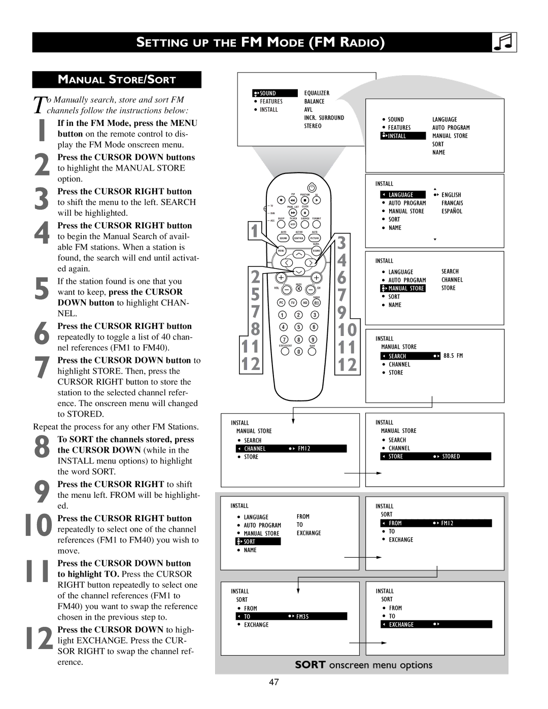 Philips 17PF9945/58 warranty Manual STORE/SORT, Features Balance Installavl 