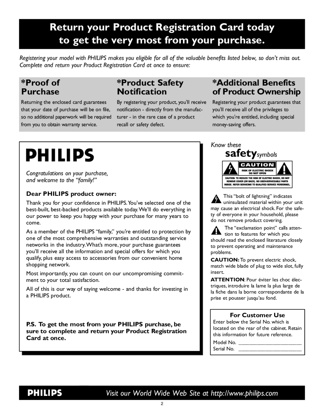 Philips 17PF9946/37 user manual Product Ownership 