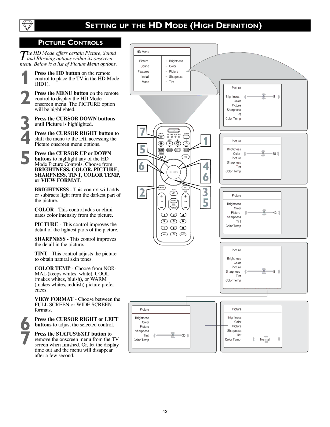 Philips 17PF9946/37 user manual Picture Controls 