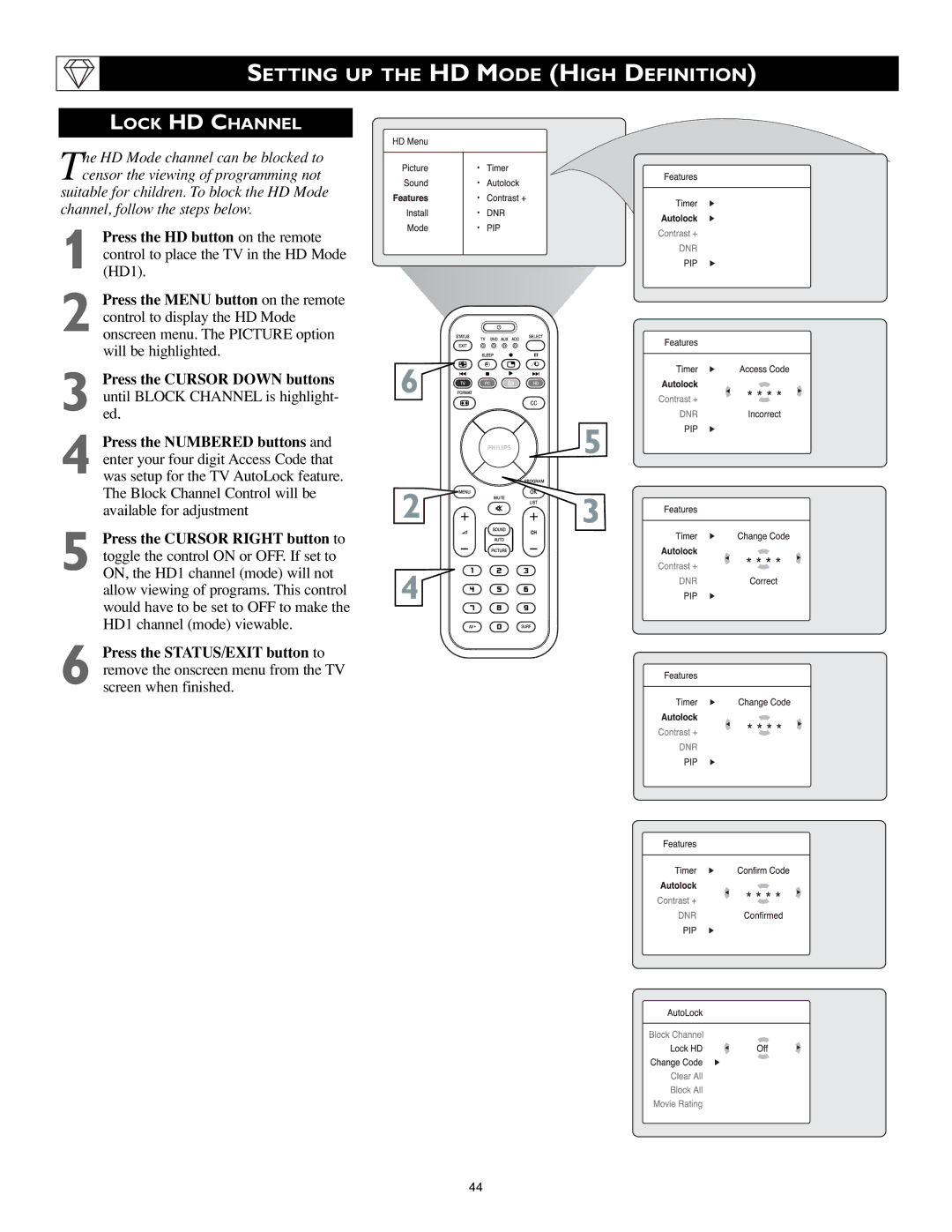 Philips 17PF9946/37 user manual Lock HD Channel 