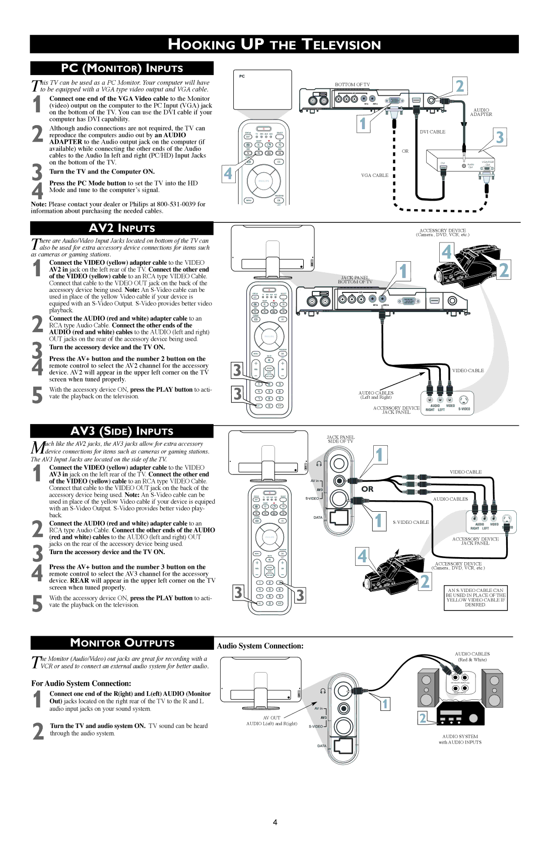 Philips 17PF9946/37 owner manual Monitor Outputs, For Audio System Connection 