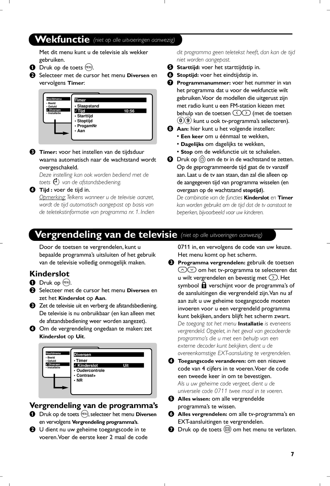 Philips 17PT1666 manual Kinderslot, Vergrendeling van de programma’s 