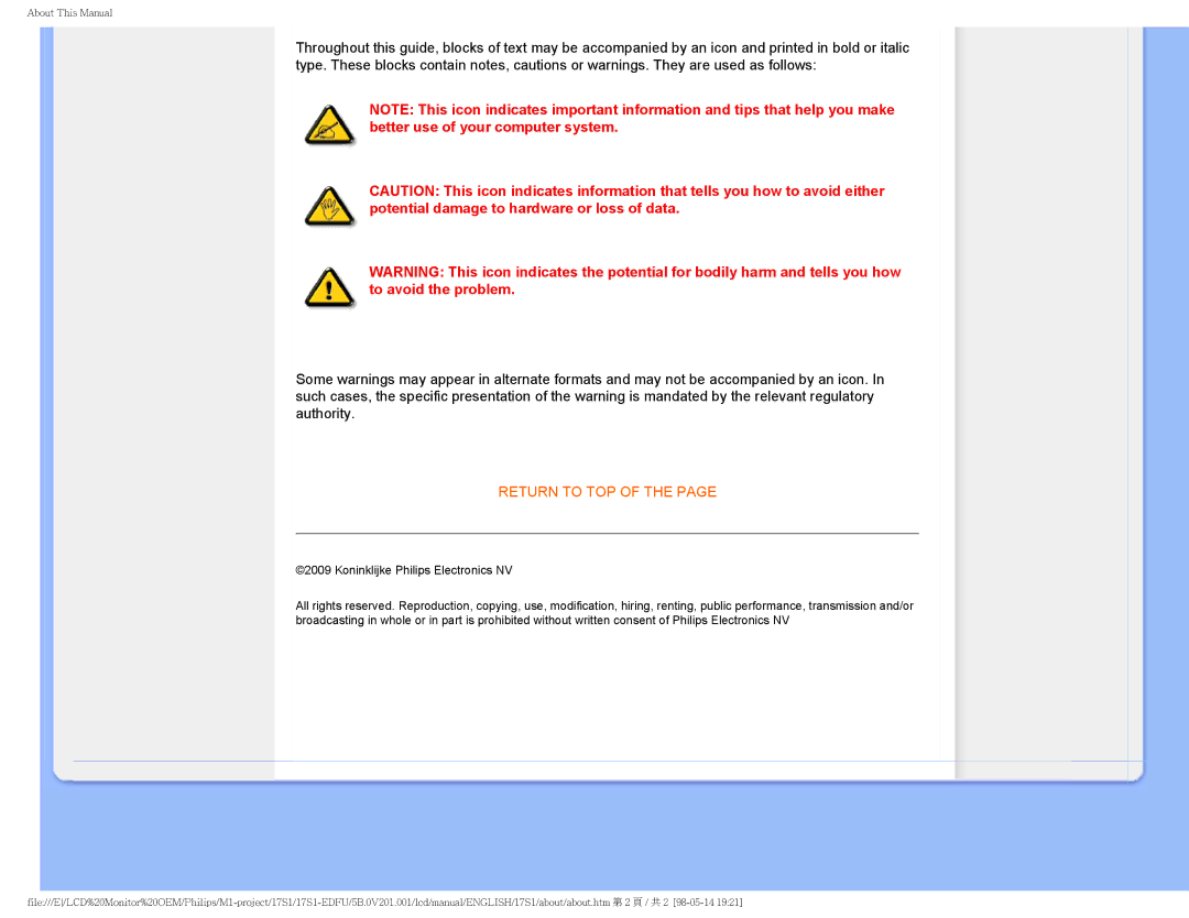 Philips 17S1SB/00 user manual Return to TOP 