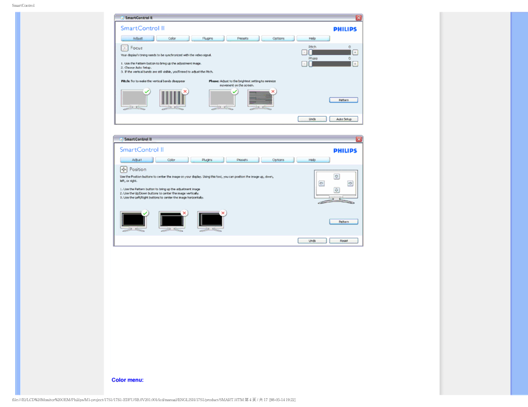 Philips 17S1SB/00 user manual Color menu 