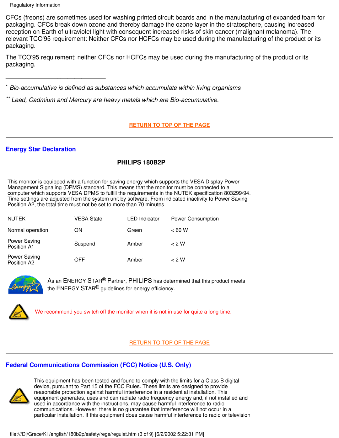 Philips user manual Philips 180B2P 