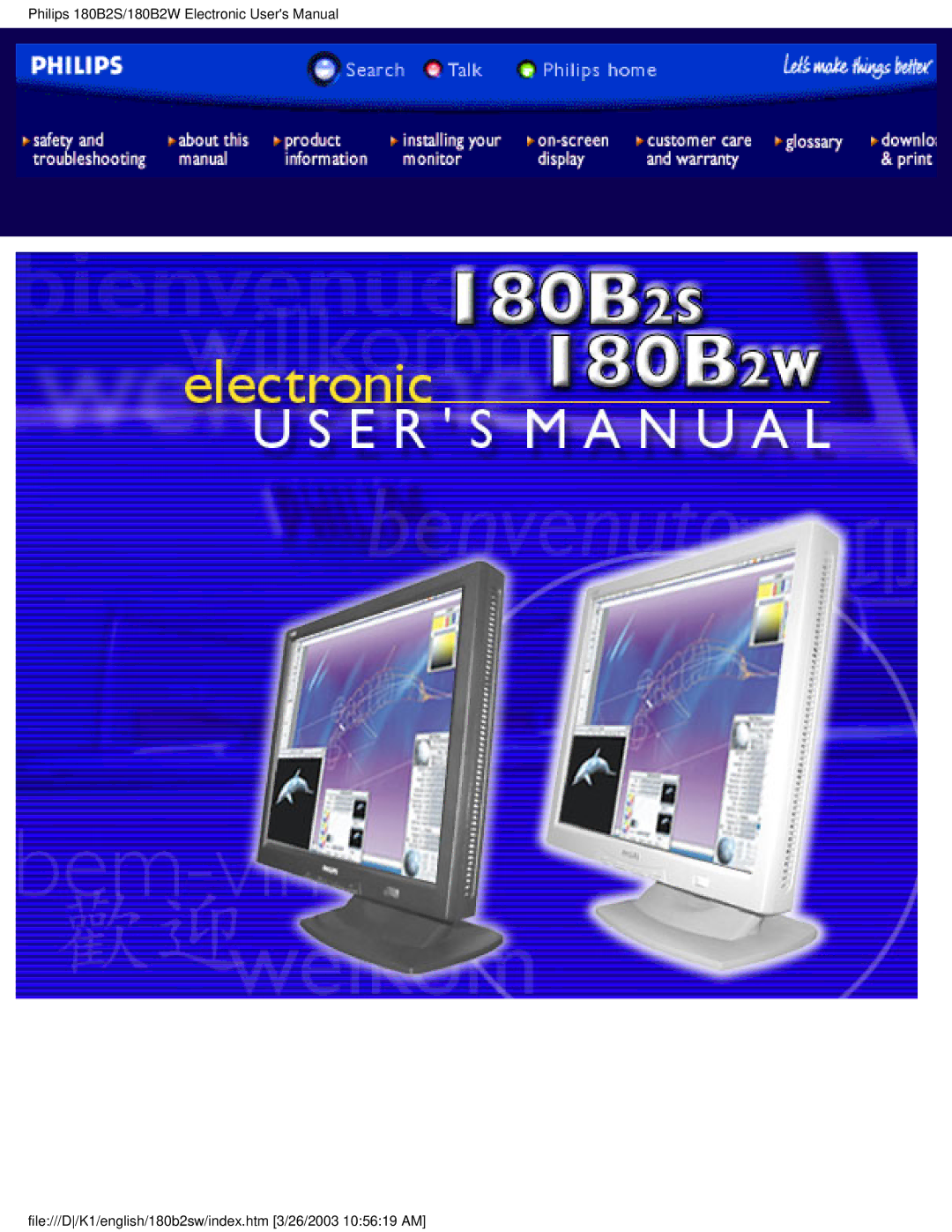 Philips 180B2S, 180B2W user manual File///D/K1/english/180b2sw/index.htm 3/26/2003 105619 AM 