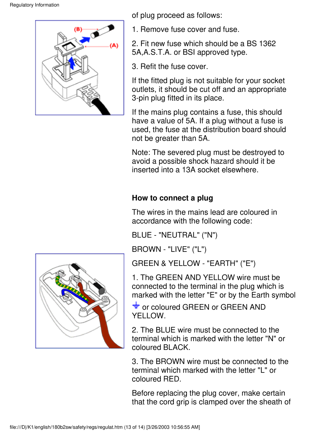 Philips 180B2W, 180B2S user manual How to connect a plug 