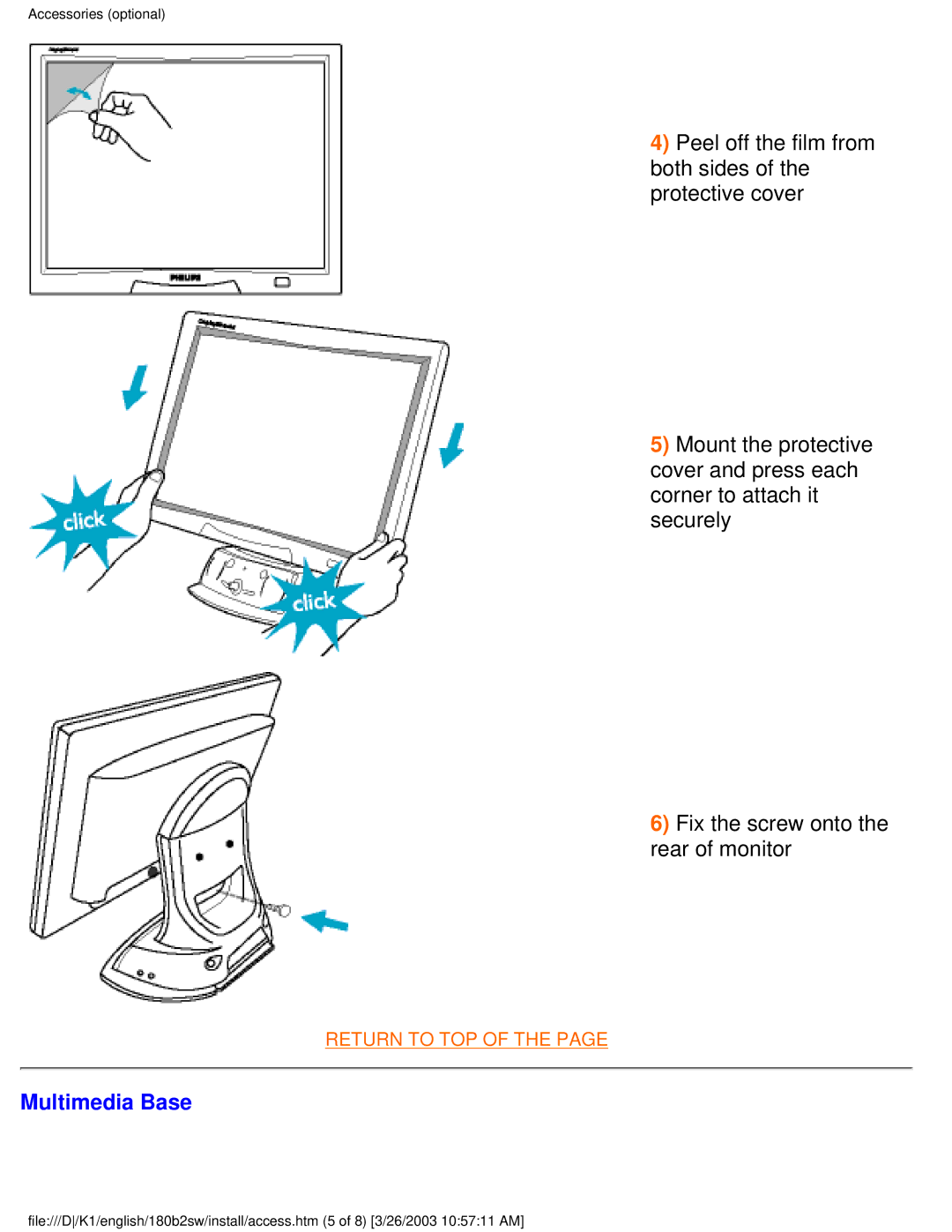 Philips 180B2S, 180B2W user manual Multimedia Base 