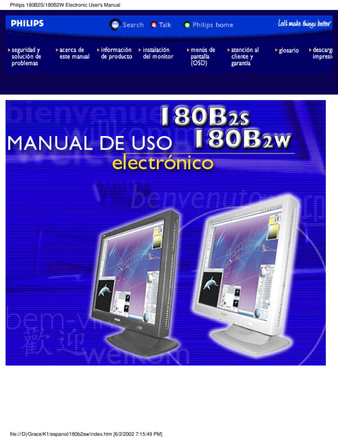 Philips 180B2W user manual 