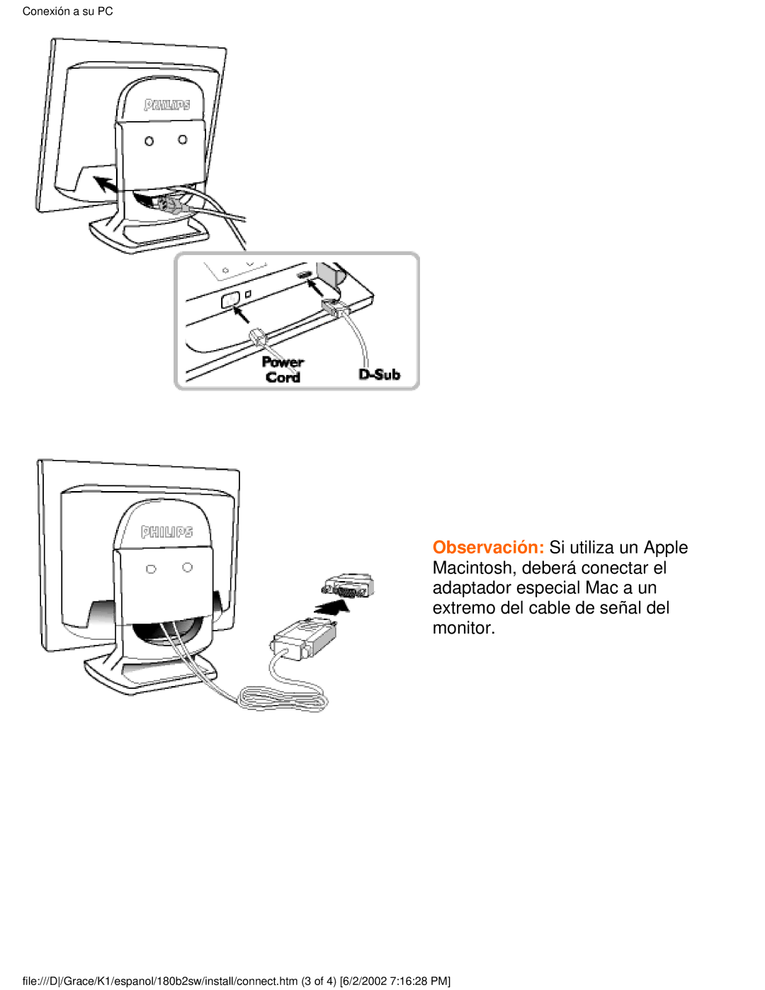 Philips 180B2W user manual Conexión a su PC 