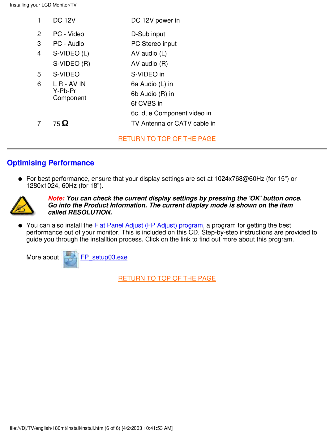 Philips 180MT manual Optimising Performance 