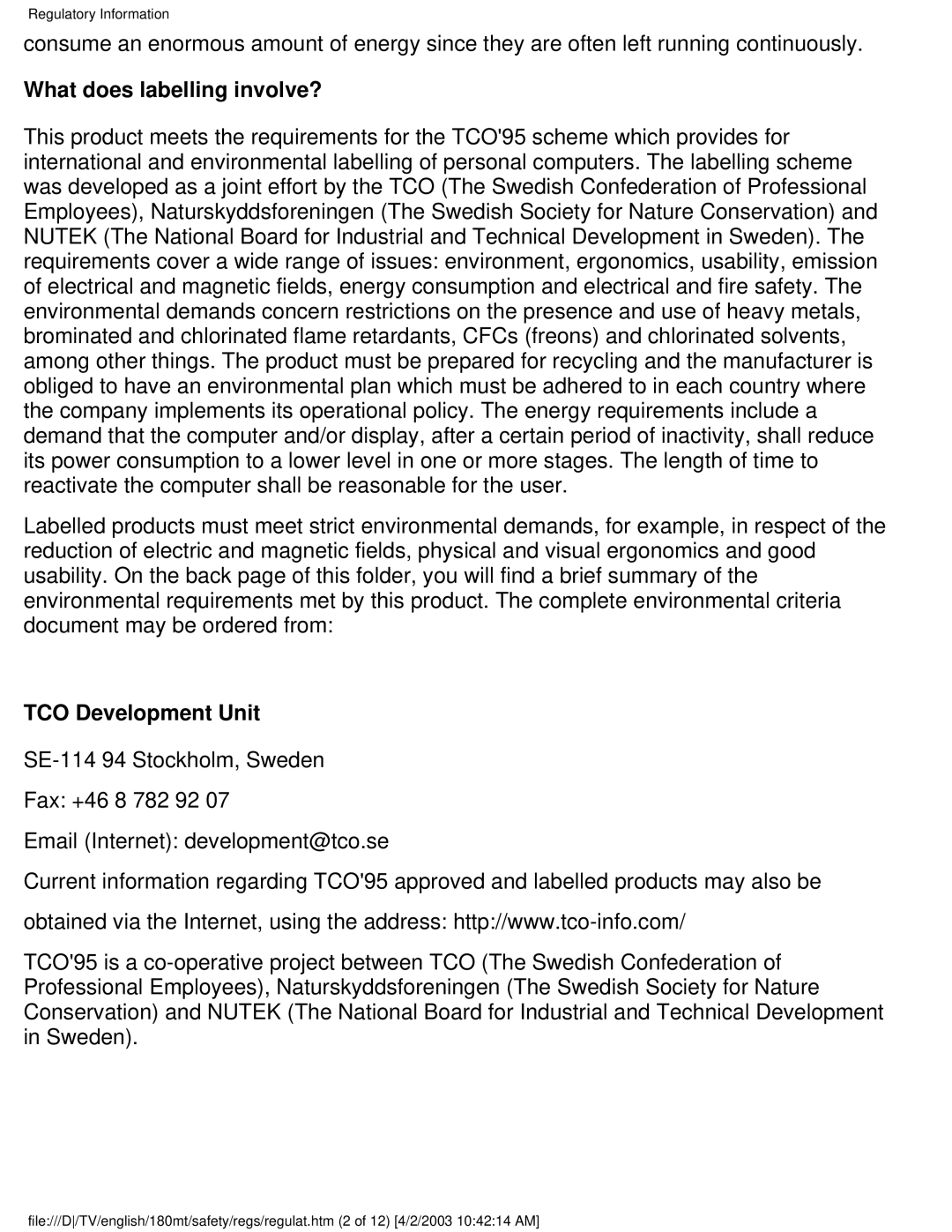 Philips 180MT manual What does labelling involve?, TCO Development Unit 