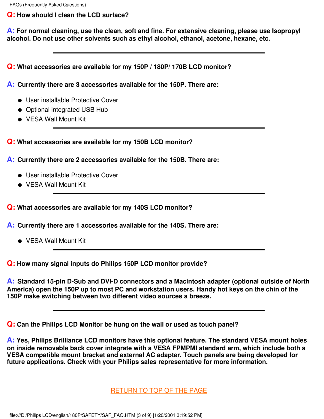 Philips 180P user manual 