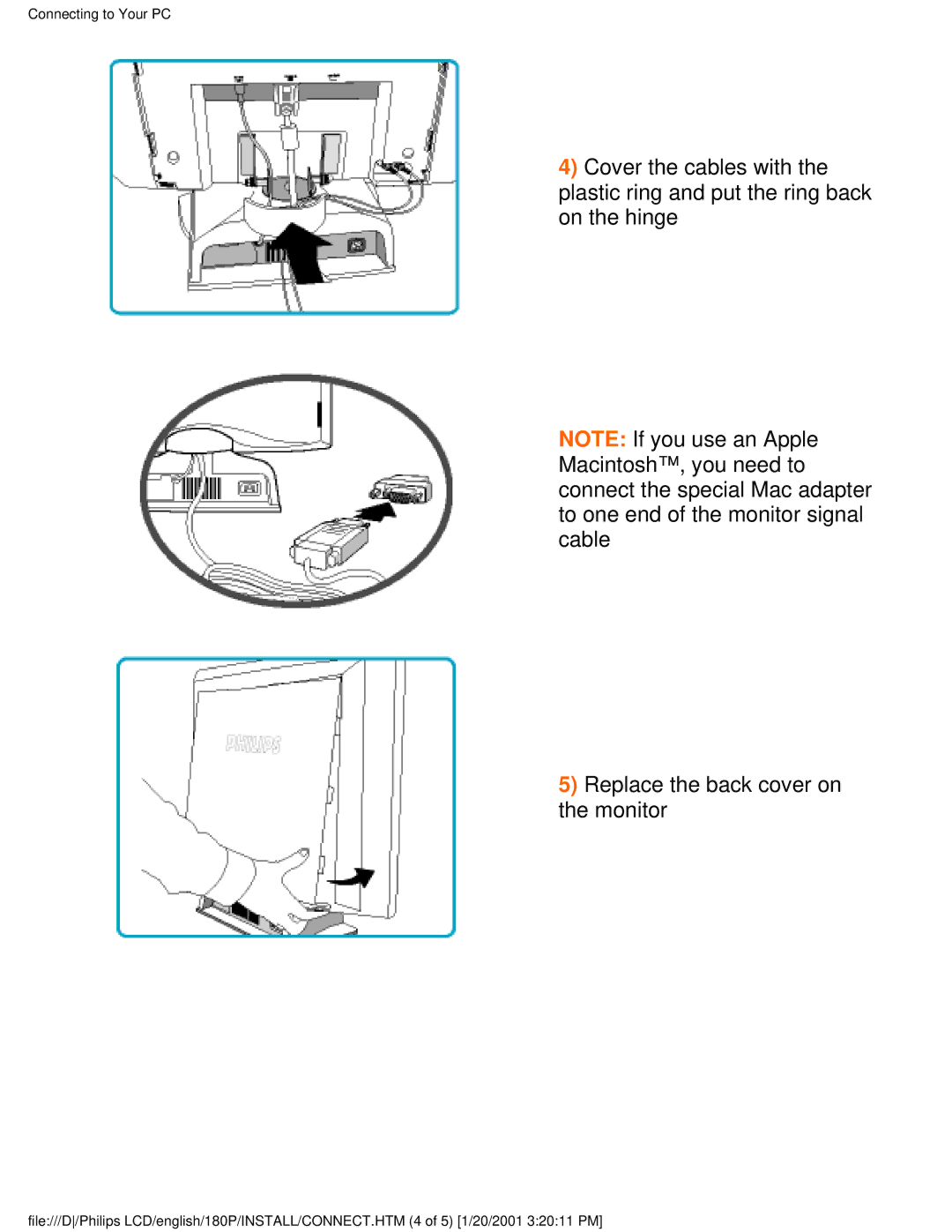 Philips 180P user manual Connecting to Your PC 