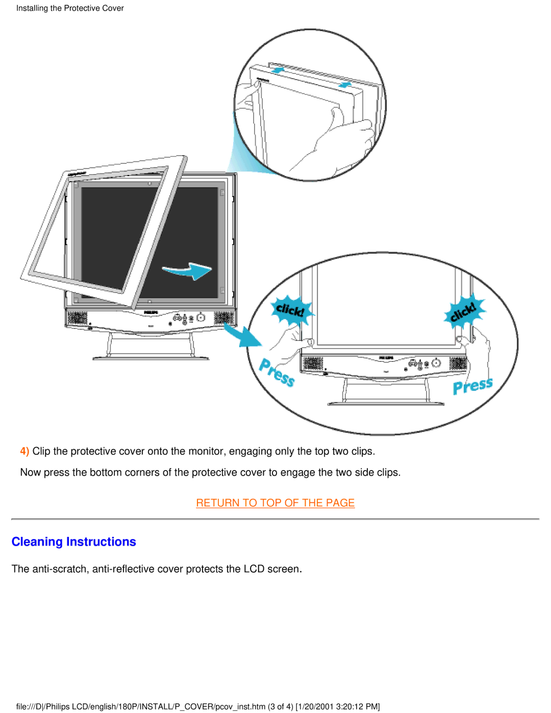 Philips 180P user manual Cleaning Instructions 