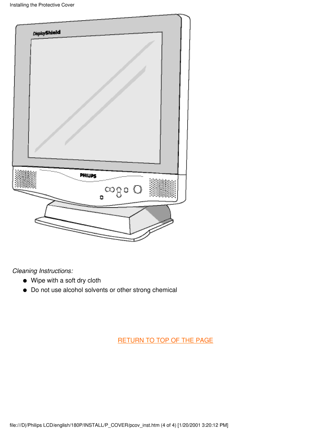 Philips 180P user manual Cleaning Instructions 