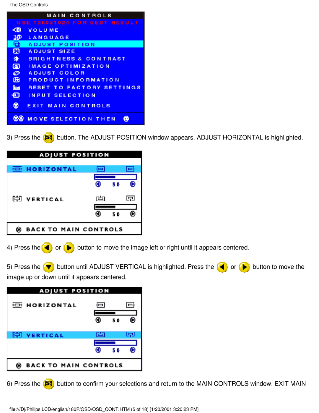 Philips 180P user manual OSD Controls 