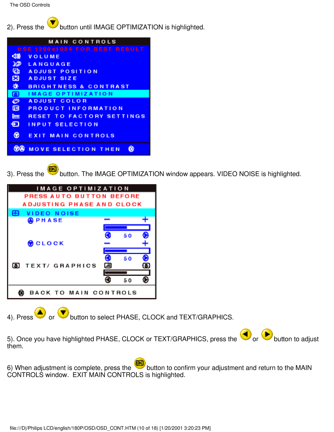 Philips 180P user manual OSD Controls 