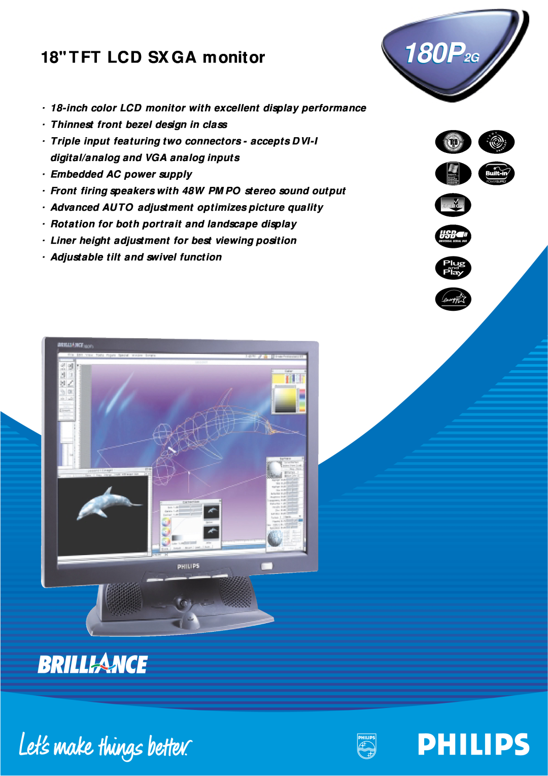 Philips 180P180P manual TFT LCD SXGA monitor 