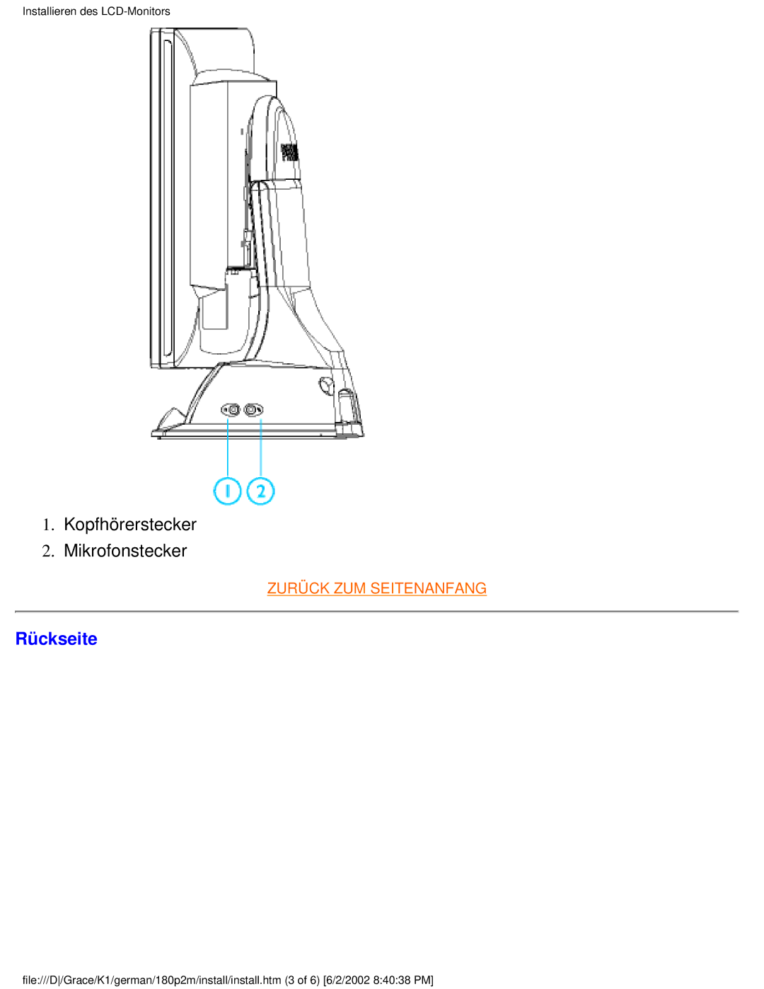 Philips 180P2G user manual Rückseite 