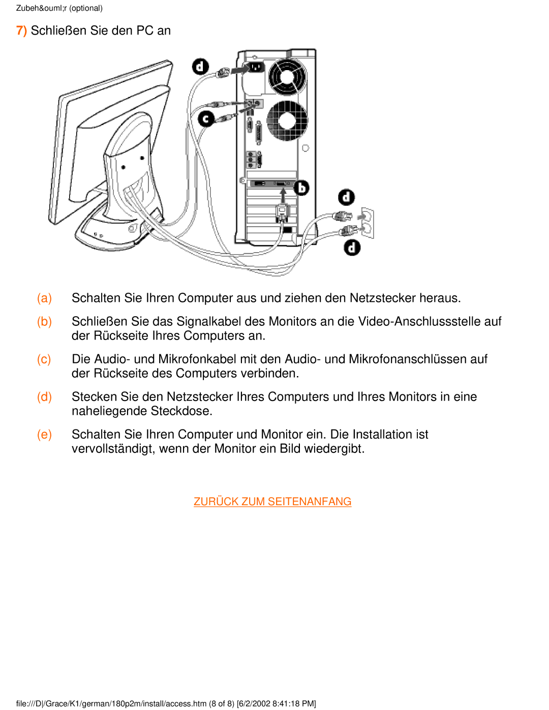 Philips 180P2G user manual Zurück ZUM Seitenanfang 