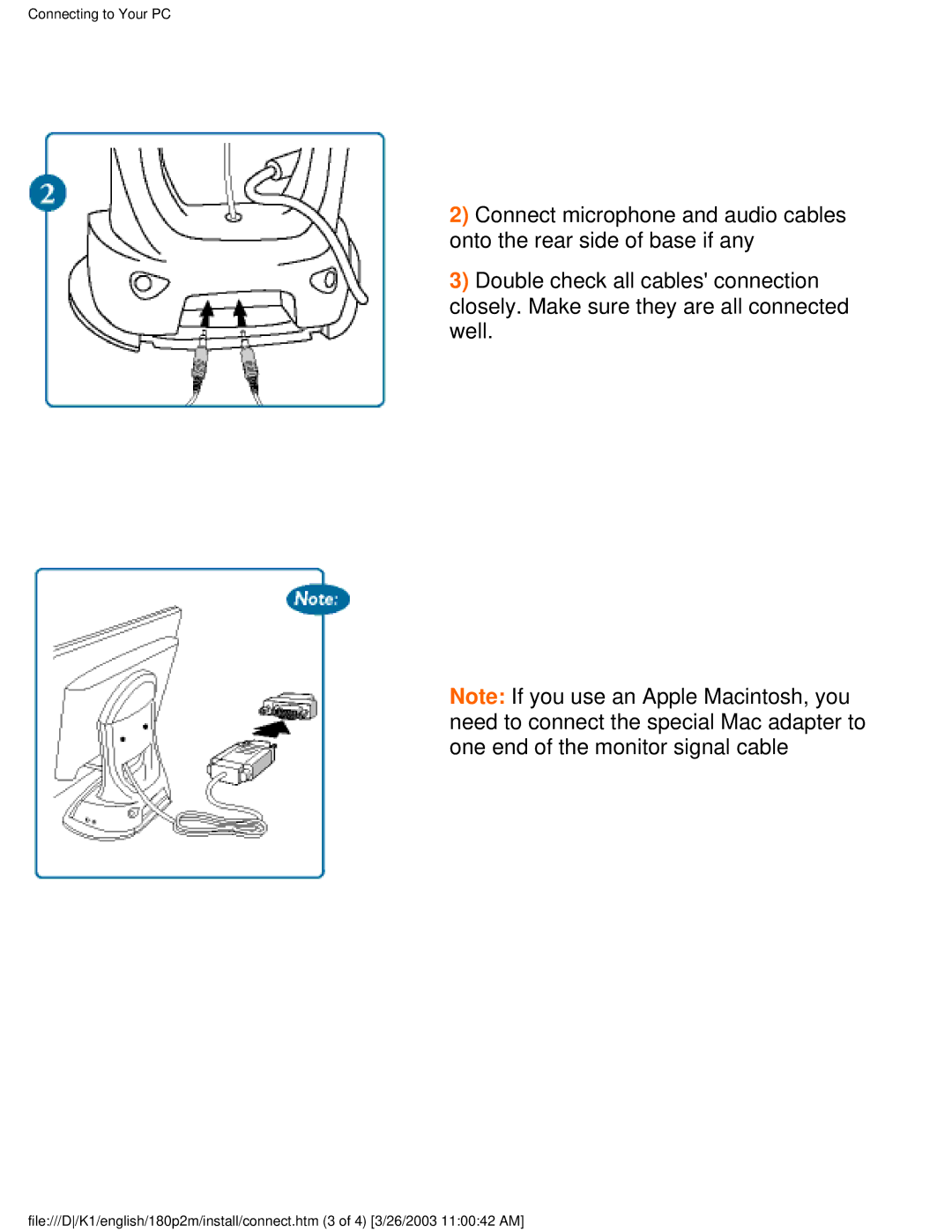 Philips 180P2M/180P2G user manual Connecting to Your PC 