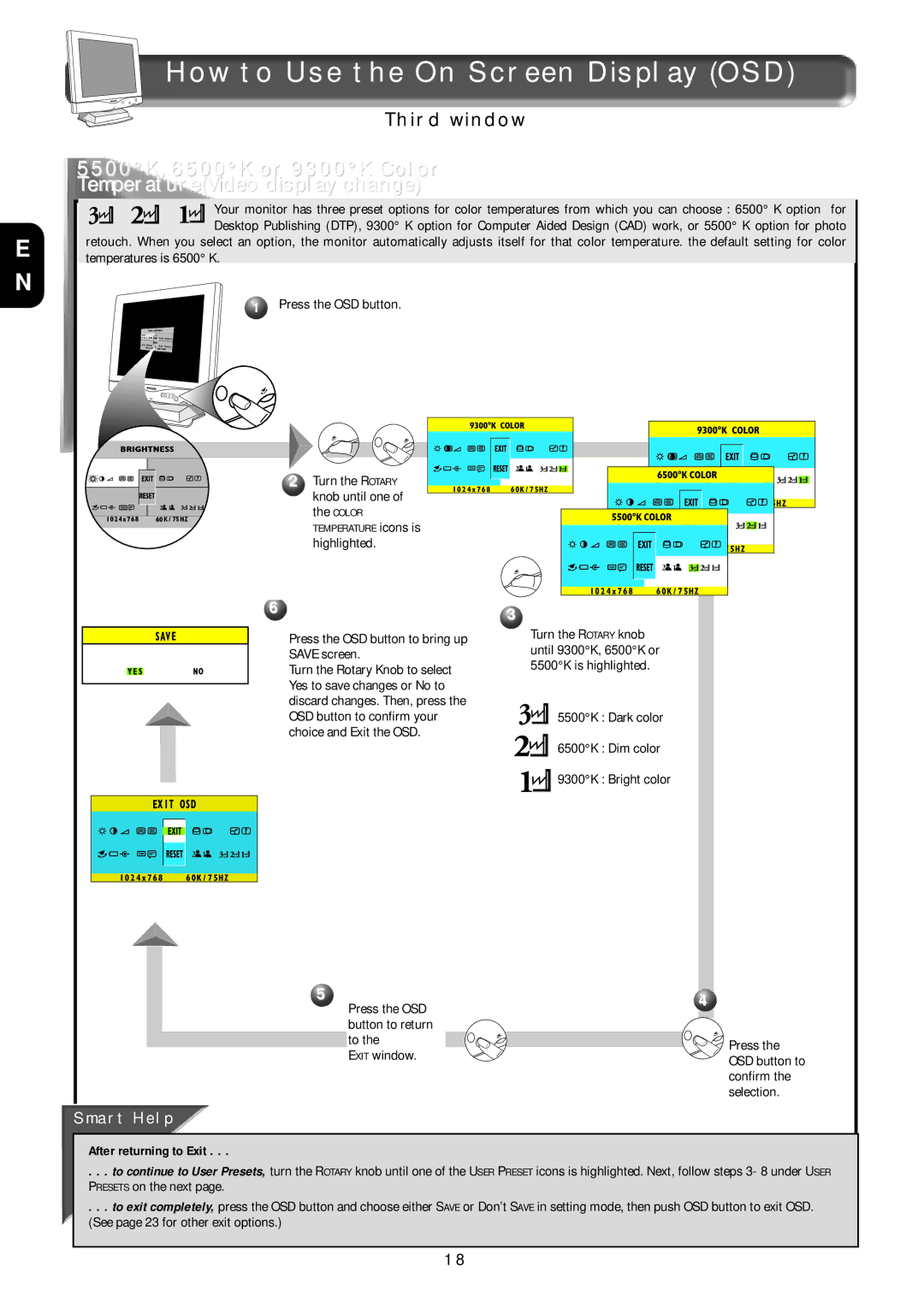 Philips 181AS, 18L8025Q manual Highlighted Press the OSD button to bring up Save screen, Confirm, Selection 