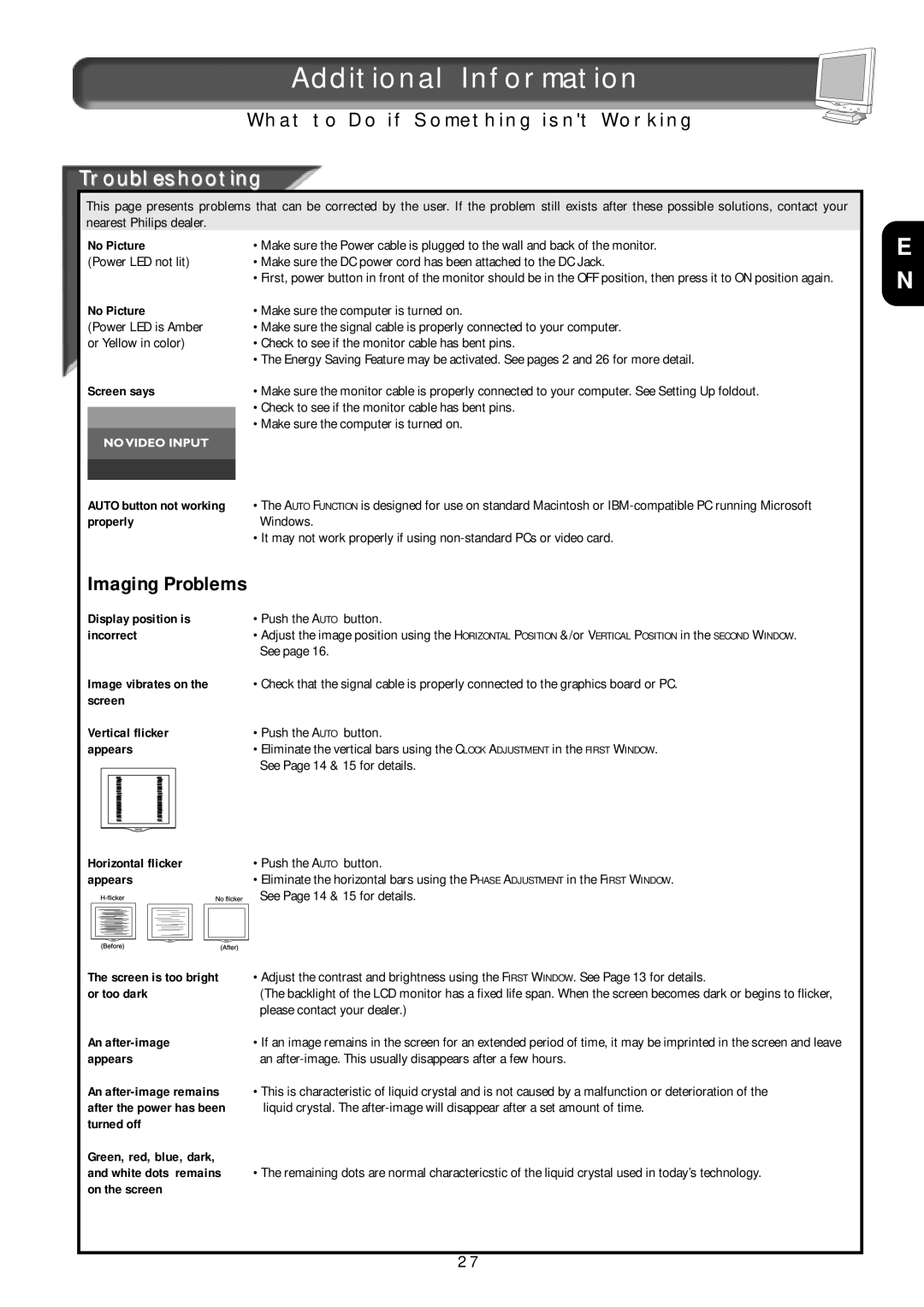 Philips 18L8025Q, 181AS manual Imaging Problems, Troubleshooting, Make sure the computer is turned on, Windows 