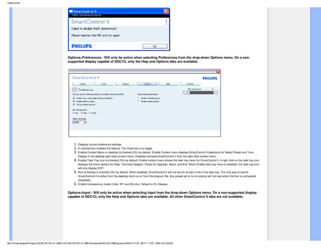 Philips 190B1CS/00 user manual SmartControl 